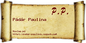 Pádár Paulina névjegykártya